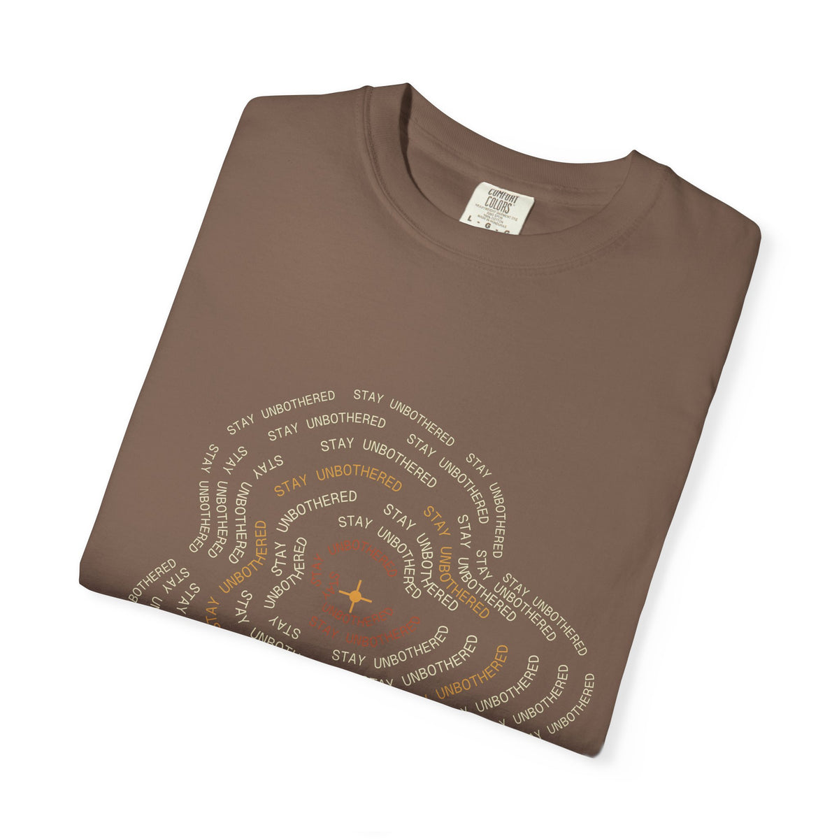 Person wearing the Stay Unbothered contour map t-shirt