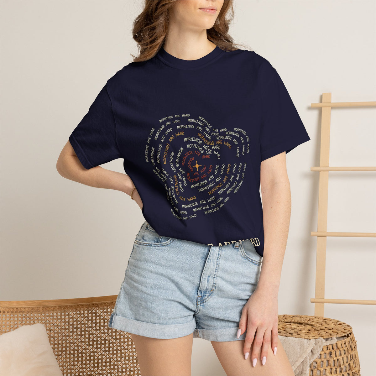 Mornings Are Hard Topographic Map Tee — Comfort Colors Coffee Shirt