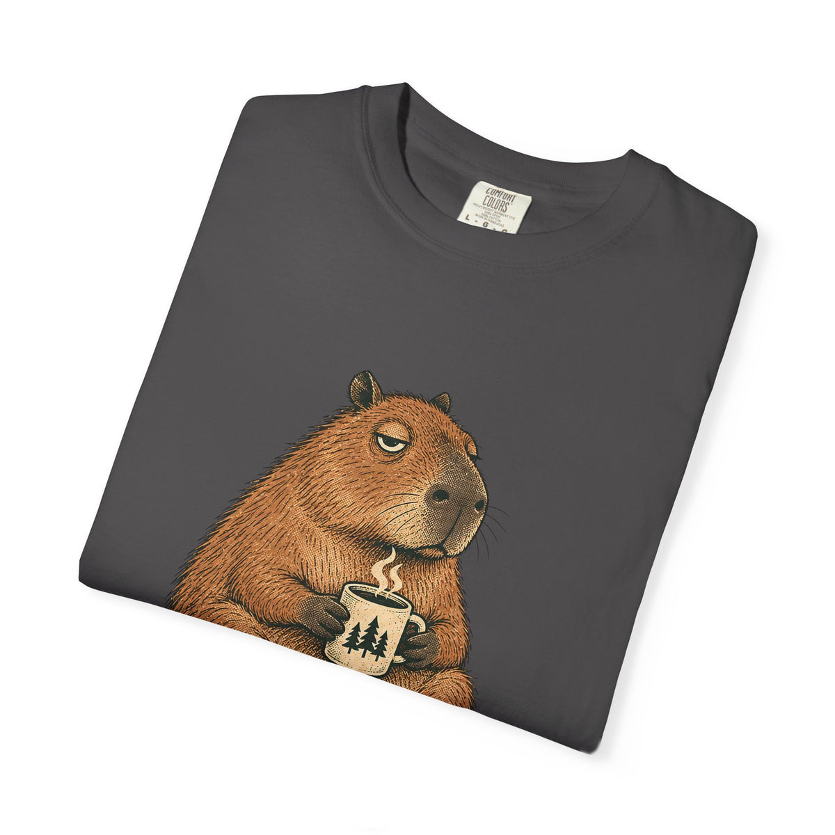 Mornings Are Hard Shirt, Comfort Colors Coffee Tee, Hand-Drawn Capybara