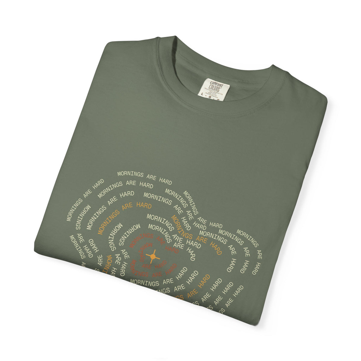 Mornings Are Hard Topographic Map Tee — Comfort Colors Coffee Shirt
