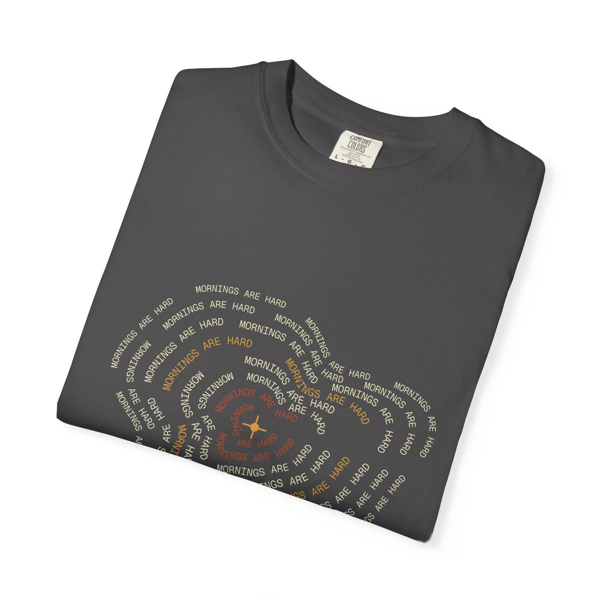 Mornings Are Hard Topographic Map Tee — Comfort Colors Coffee Shirt