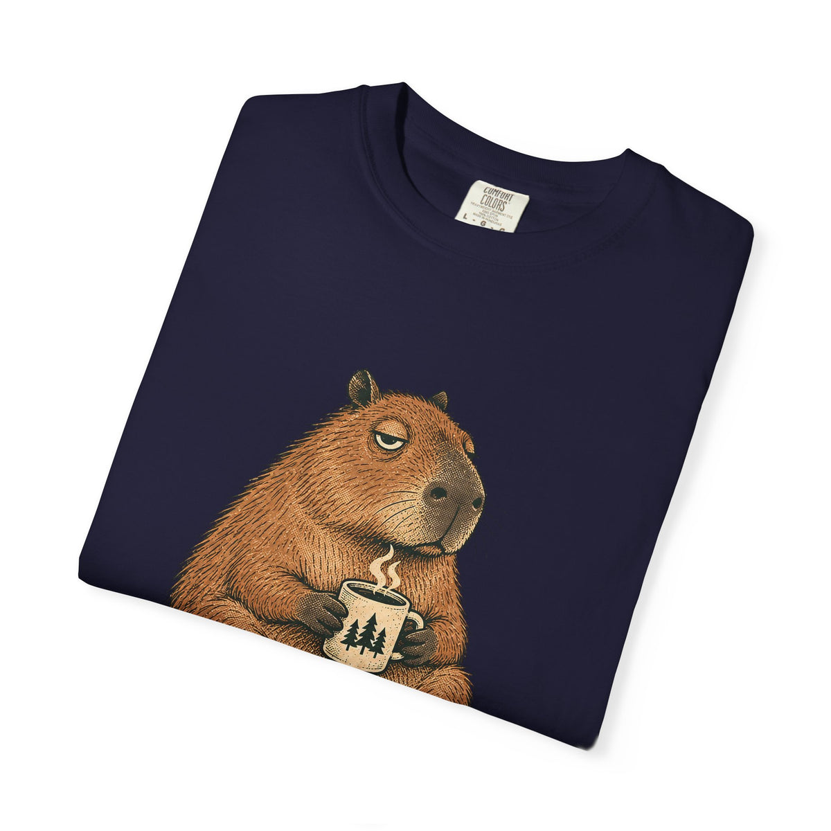 Mornings Are Hard Shirt, Comfort Colors Coffee Tee, Hand-Drawn Capybara